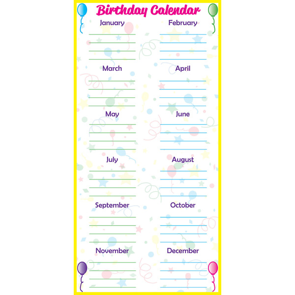 Flipside Low-Tac Birthday Calendar Vertical 90703